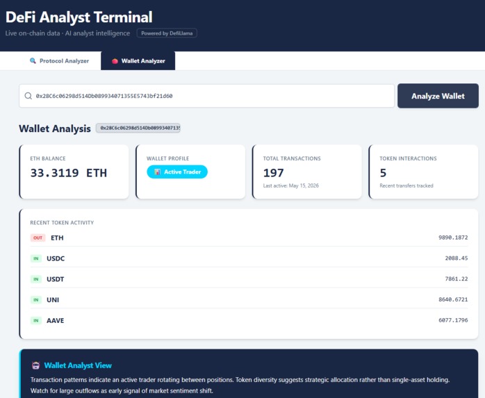 DeFi Analyst Terminal – screenshot 1