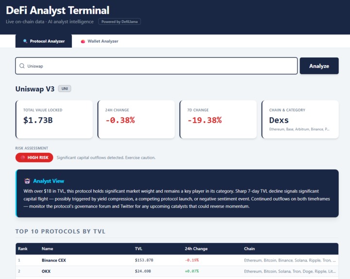 DeFi Analyst Terminal – screenshot 2