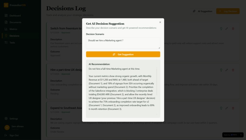 FounderOS – screenshot 2