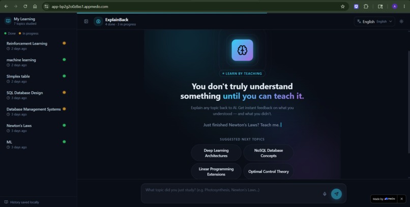 ExplainBack Learning Tool – screenshot 2