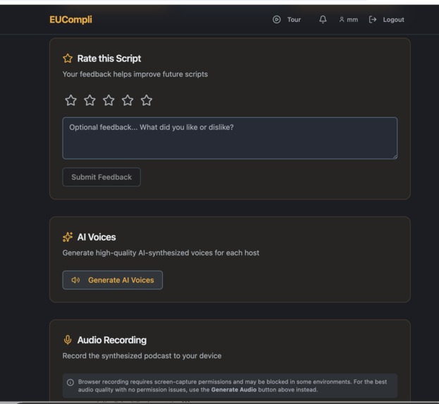 EUCompli Explains Podcast Generator – screenshot 1