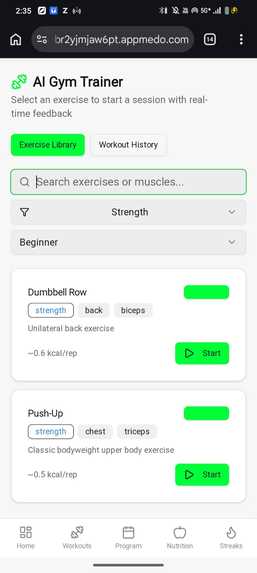 AI Gym & Fitness Assistant – screenshot 2