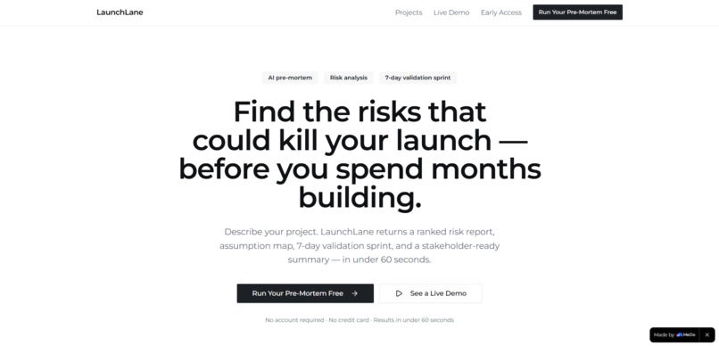 LaunchLane Risk Engine – screenshot 1