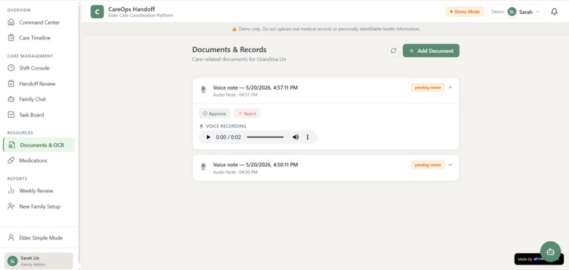CareOps Handoff – screenshot 3