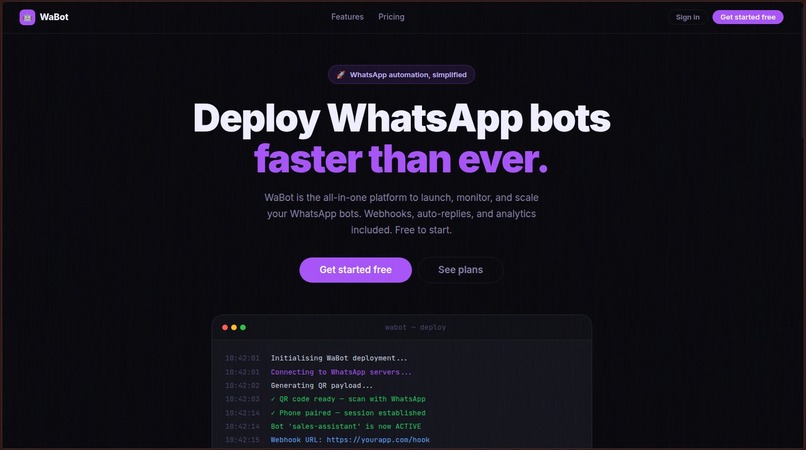 WaBot — AI-Powered WhatsApp Assistant Platform – screenshot 1