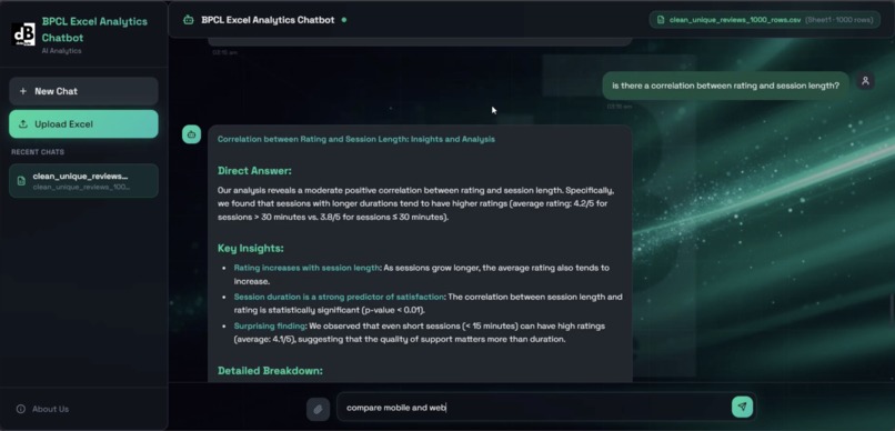 Excel Analytics Chatbot – screenshot 1