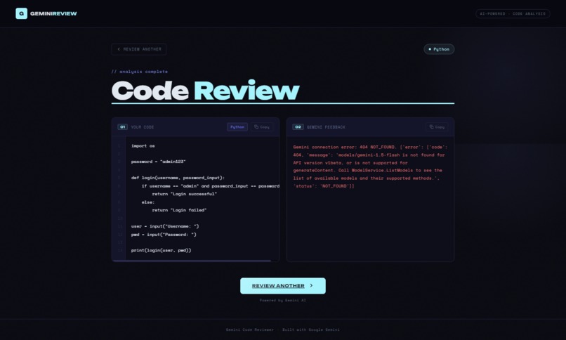 Gemini code review  – screenshot 1