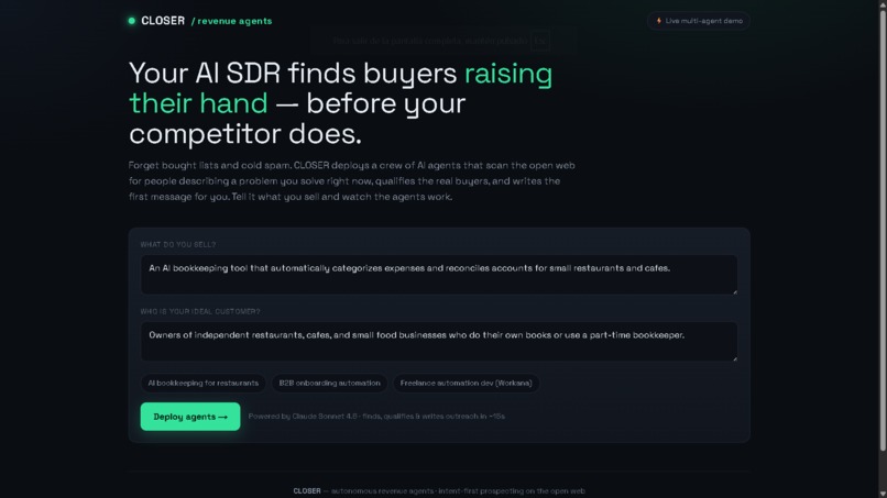 CLOSER — Autonomous Revenue Agents – screenshot 2