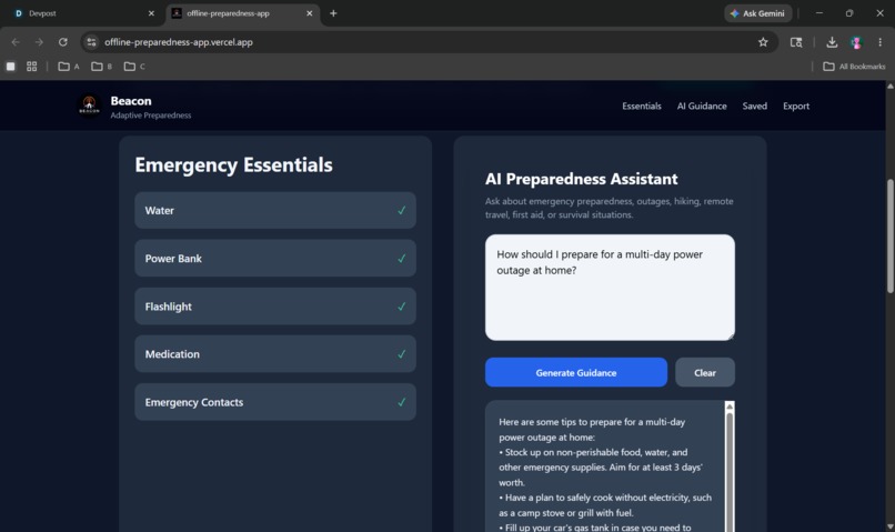Beacon: Adaptive Offline Preparedness Assistant – screenshot 3