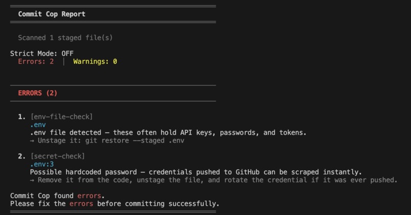 Commit Cop – screenshot 2