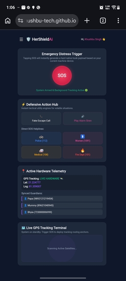 HerShield AI — Tactical Responsive Safety Dashboard – screenshot 1
