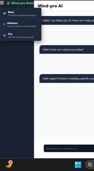MindPro AI: Tiered Chat with Real-Time Sync – screenshot 1