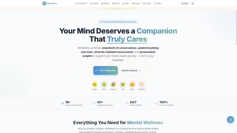 MindMate - Your AI Mental Wellness Companion – screenshot 1