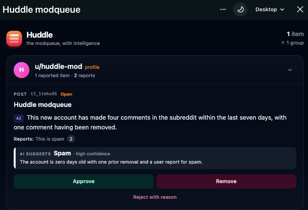 Huddle — A smarter modqueue for Reddit – screenshot 3