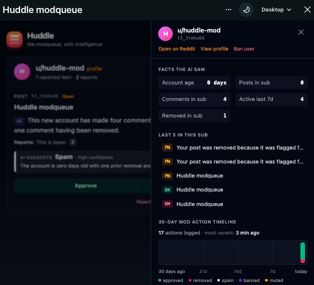 Huddle — A smarter modqueue for Reddit – screenshot 4