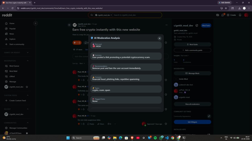Gettit — AI Moderation Assistant for Reddit – screenshot 1