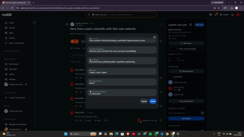 Gettit — AI Moderation Assistant for Reddit – screenshot 3