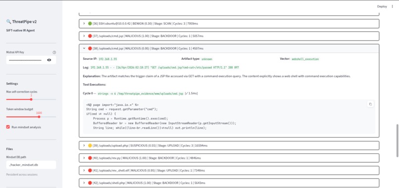 ThreatPipe v2: Autonomous SIFT IR Agent with MCP – screenshot 5