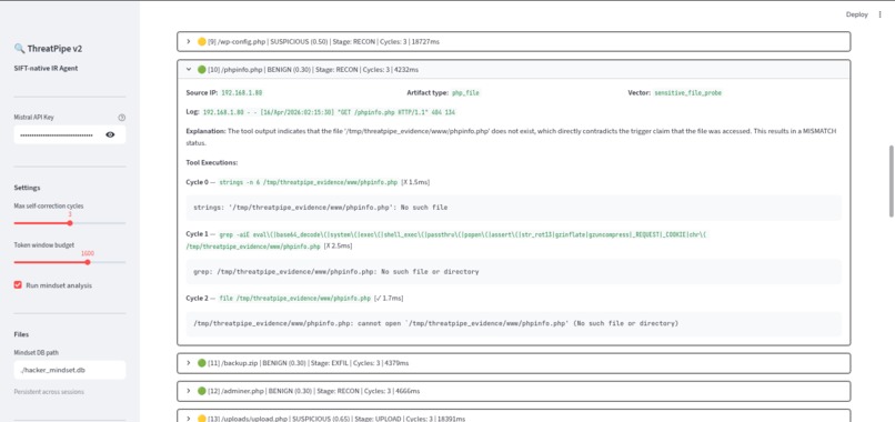 ThreatPipe v2: Autonomous SIFT IR Agent with MCP – screenshot 6