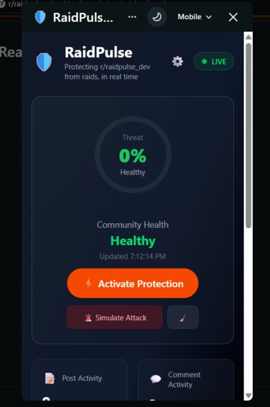 RaidPulse — Real-Time Raid Detection for Reddit – screenshot 3