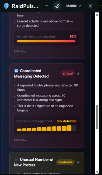 RaidPulse — Real-Time Raid Detection for Reddit – screenshot 9