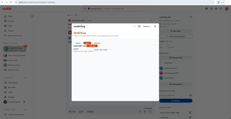 VerdictLog – screenshot 1