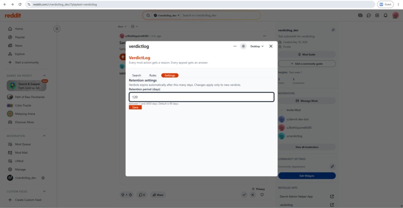 VerdictLog – screenshot 2
