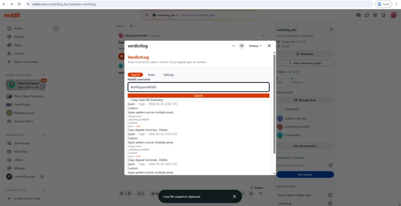VerdictLog – screenshot 5