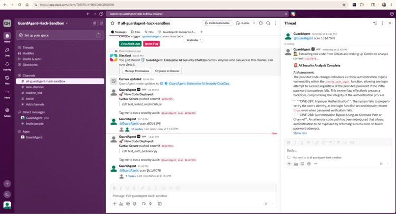 GuardAgent: SlackBoard-Native DevSecOps AI – screenshot 1