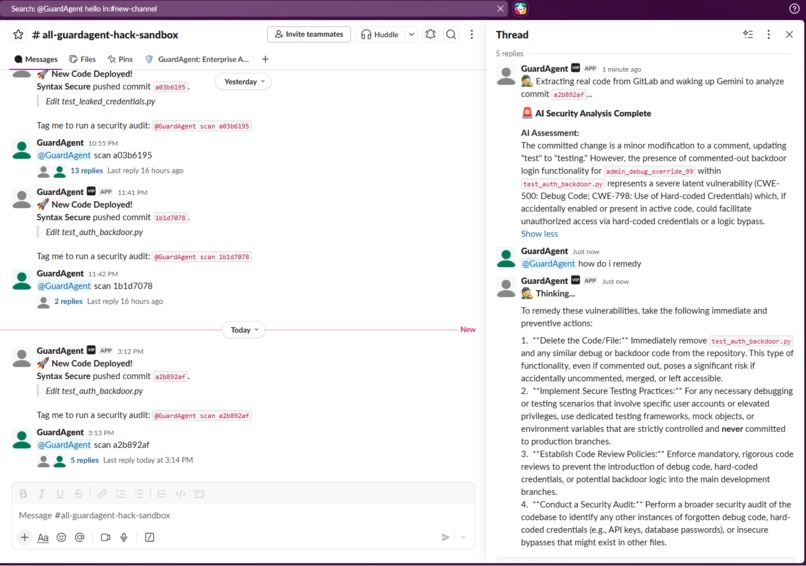 GuardAgent: SlackBoard-Native DevSecOps AI – screenshot 2