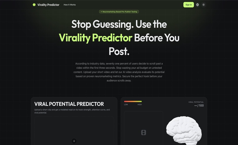 Virality Predictor – screenshot 1