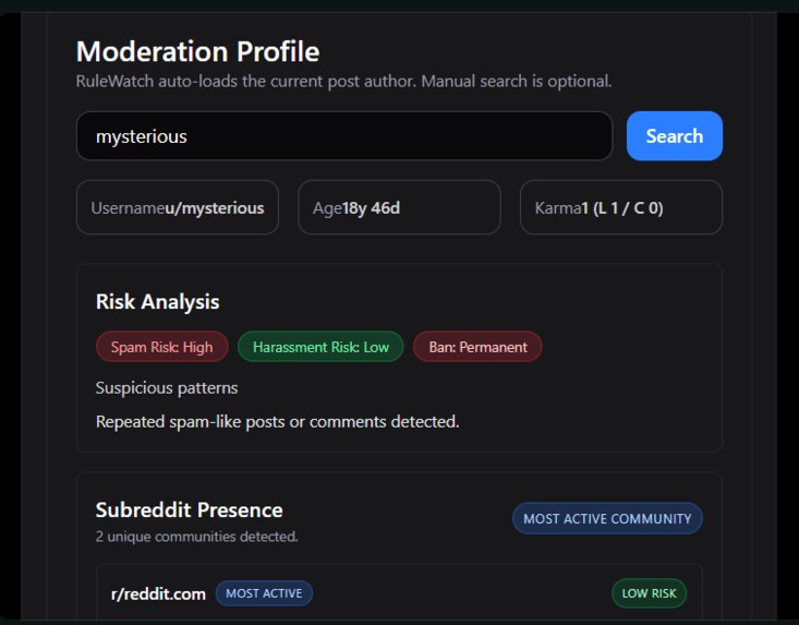 RuleWatch – screenshot 2