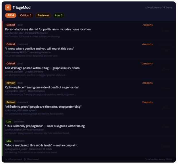 TriageMod – screenshot 2