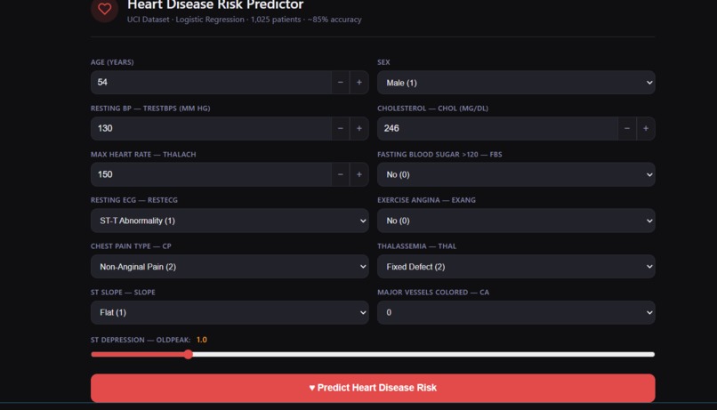 heart disease Prediction  – screenshot 1