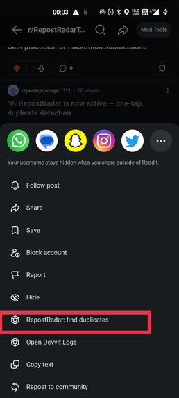 Repost Radar – screenshot 2