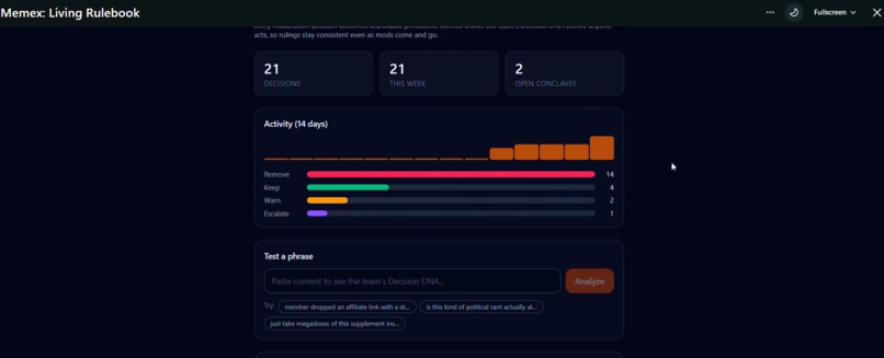 Memex: institutional memory for mod teams – screenshot 2
