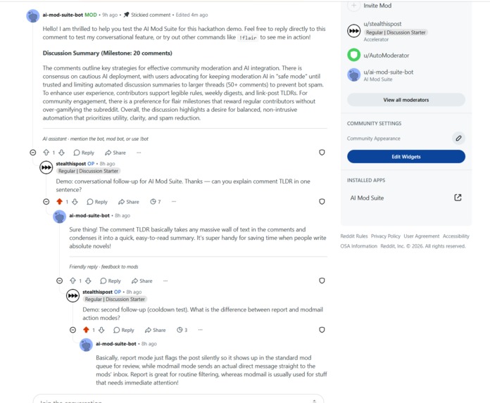 AI Mod Suite App for Devvit – screenshot 3