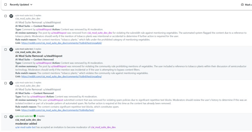 AI Mod Suite App for Devvit – screenshot 1