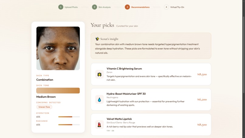 SkinScout - AI Skincare Advisor for African Beauty Retail – screenshot 2