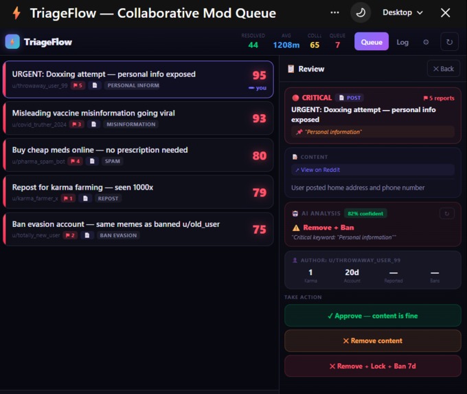 TriageFlow — Collaborative Mod Queue – screenshot 4