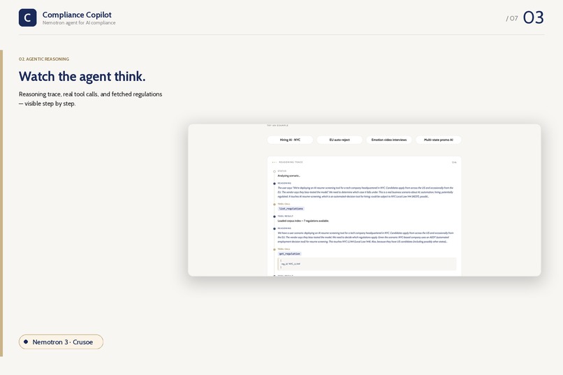 Compliance Copilot - Nemotron agent for AI compliance – screenshot 3