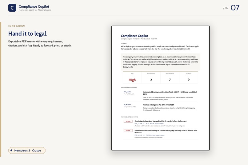 Compliance Copilot - Nemotron agent for AI compliance – screenshot 7