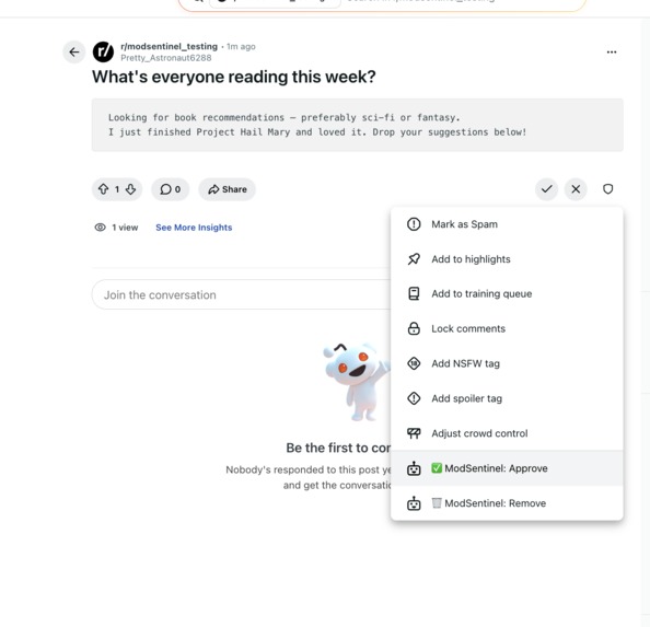 ModSentinel — AI Mod Queue Intelligence – screenshot 1