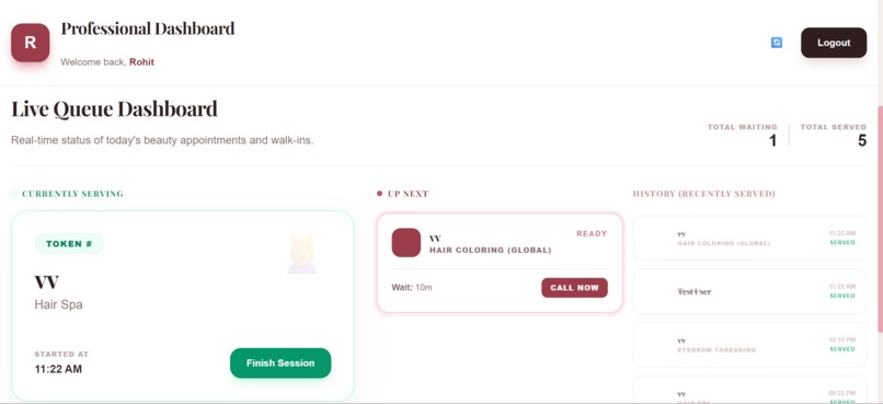 Beauty Parlour Appointment Slot and Live Queue based System – screenshot 4