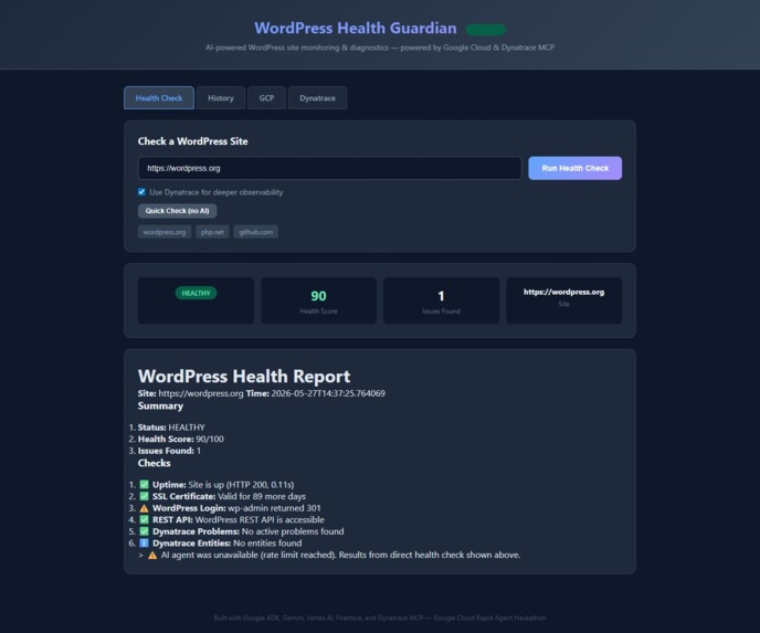 WordPress Health Guardian – screenshot 1