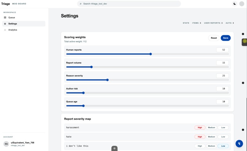 Triage – screenshot 1