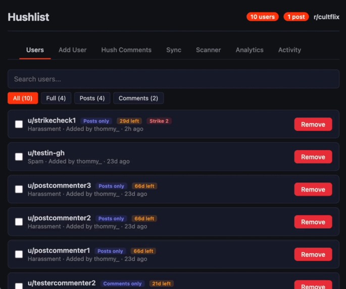 Hushlist – screenshot 2