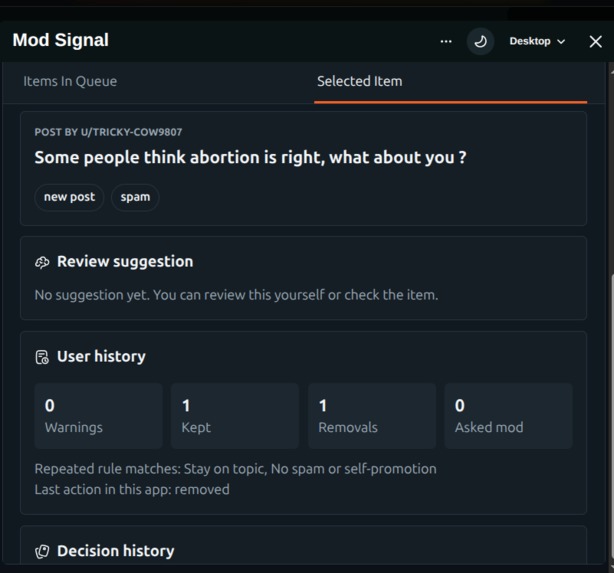ModSignal – screenshot 2