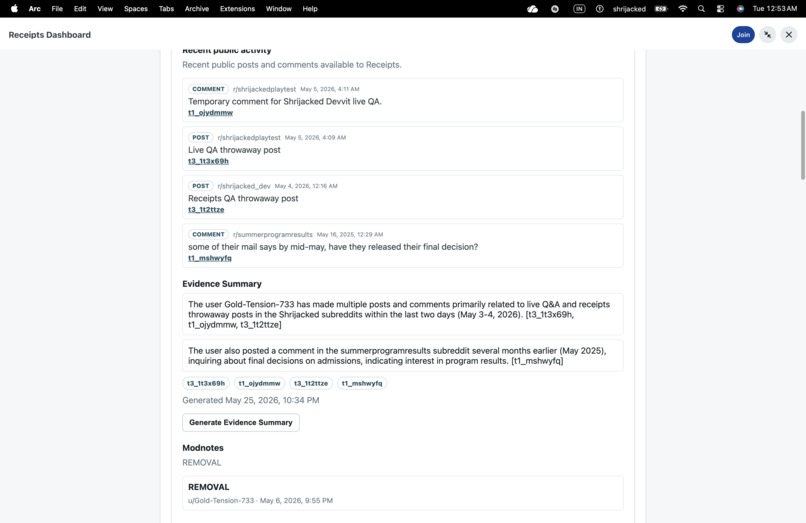 Receipts  – screenshot 1