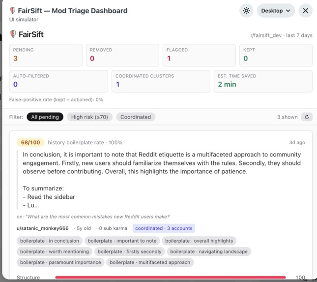 FairSift – screenshot 1